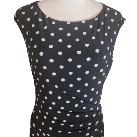 Lauren by Ralph Lauren Black & White Polka Dot Sleeveless Dress Size 10 - Picture 3 of 5